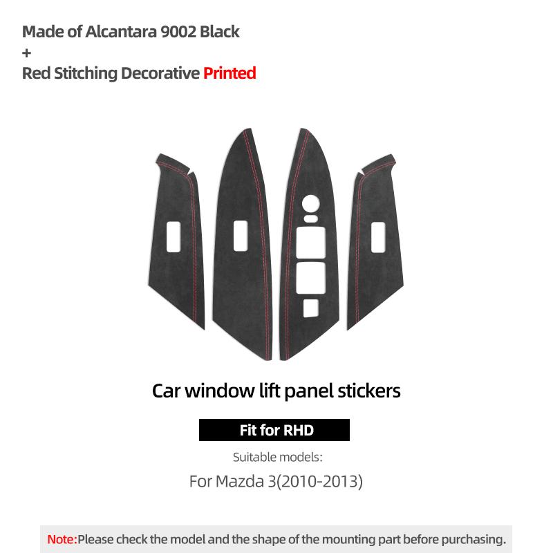 Betterhumz For Mazda 3 Axela 2010-2013 Made of Alcantara Auto Door Window Switch Trim Stickers Tuning Car Interior Accessories