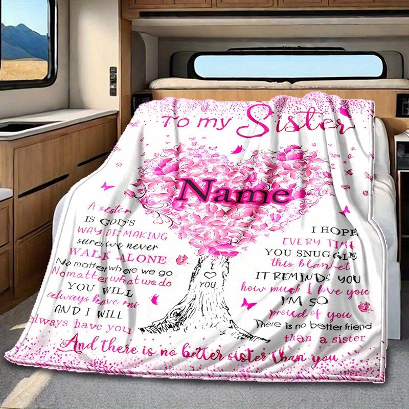 Sister Butterfly Jar Blanket Personalized Name Soft Comfortable Stylish Blanket Car Blanket Perfect For Travel Camping Outdoor Home Suitable For All