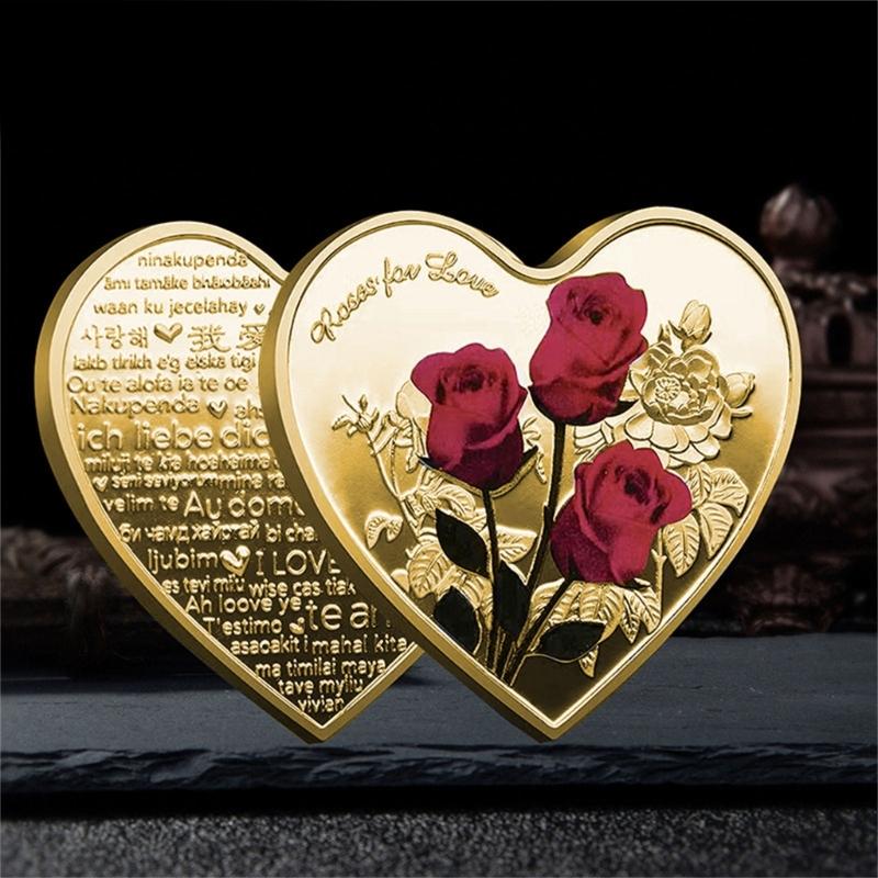 Einzigartige herzförmige Metallmünzen Symbolische Liebe Sammlerstücke Hochzeitsdekoration Valentinstag Jubiläumsgeschenk Münzen