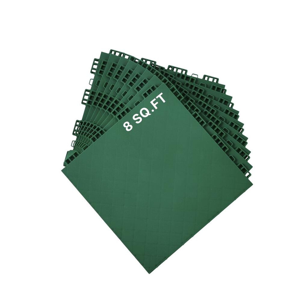 Gym Flooring Set 8 PCS Interlocking PP Puzzle Tiles Green