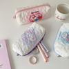Water Resistant Quilted Pencil Case Polyester Pen Pouches Cosmetics Storage Bag For Students Women School Office Travel
