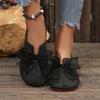 Sapatos de Couro Franceses para Mulheres, Retro Novo Bico Redondo Solado Macio Sapato Mary Jane Decorado com Laço