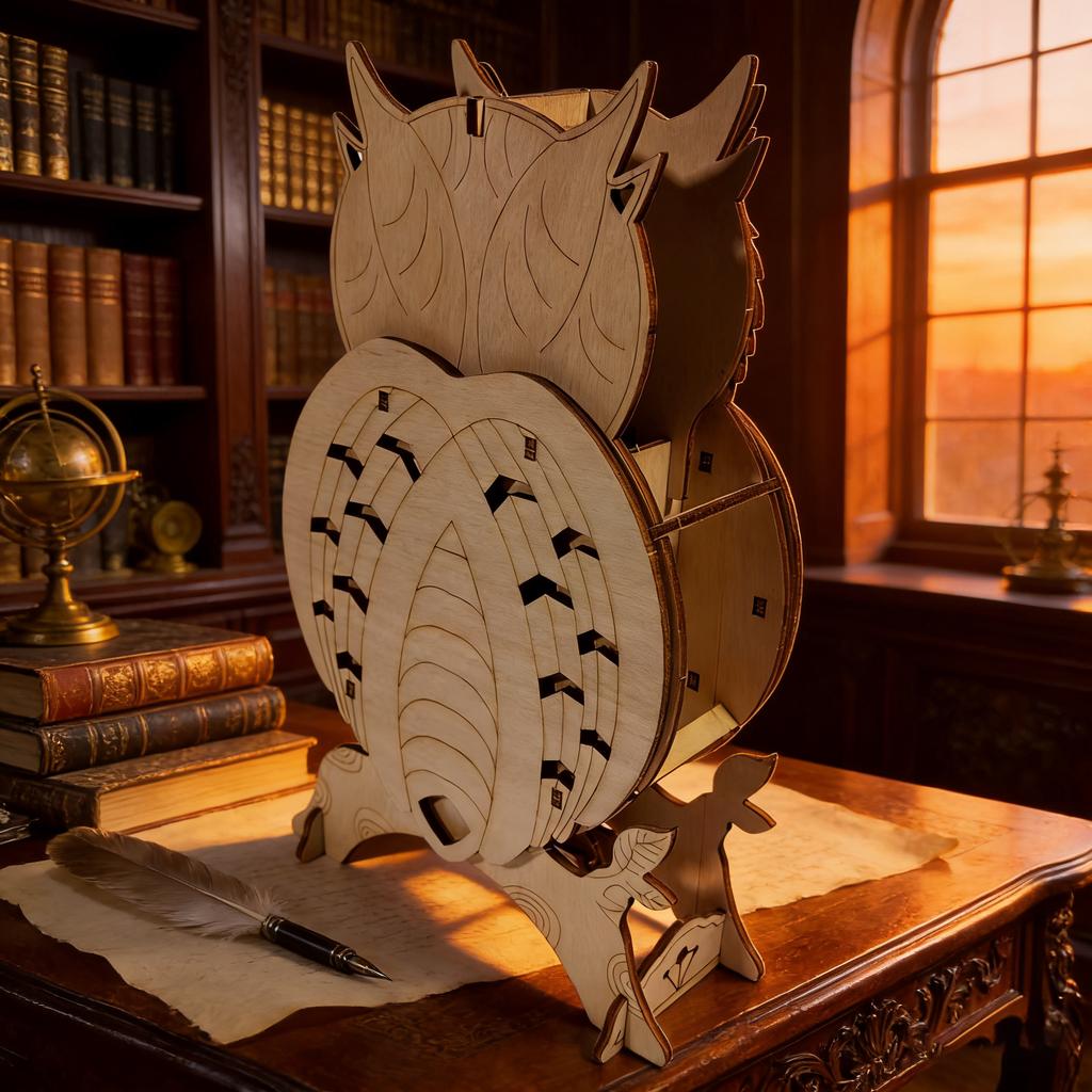 3D Wooden Puzzle Owl Clock DIY Wooden Model Ideal as a Birth Date Spooky Holiday Easter Xmas or Latest Year Present