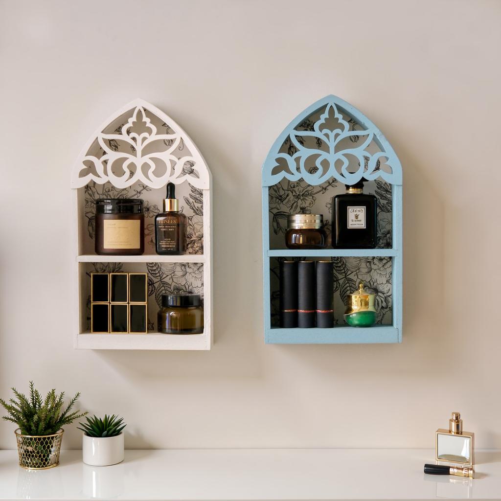 Multifunctioneel Opbergkastje Houten Wandmontage Opbergrek Uitgesneden Parfum Display Frame Toepasbaar Kantoor Slaapkamer Studeerkamer