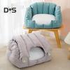 Pet Sofa Dual-Purpose Cat Bed Adjustable Shape Pet House Tent with Washable Removable Cushion for Cats Small Dogs Rabbit
