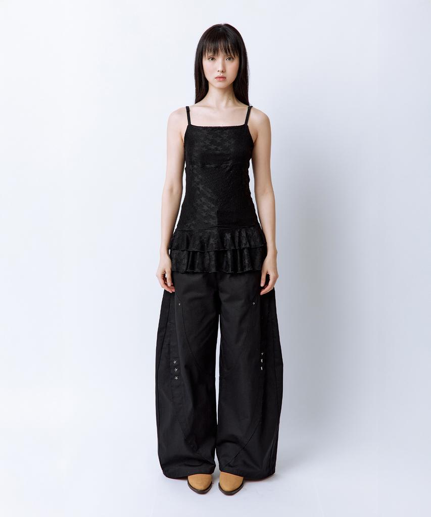 ROUGHNECK Star Pattern Mesh Layered Dress Black