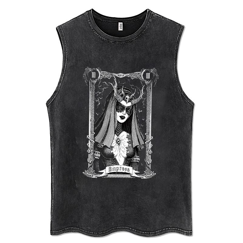 Gothic Washed American Vintage Tanktops Herren Ärmelloses Shirt Trendy Y2k Kleidung Lässige Gymnastikweste Übergroße Srteetwear
