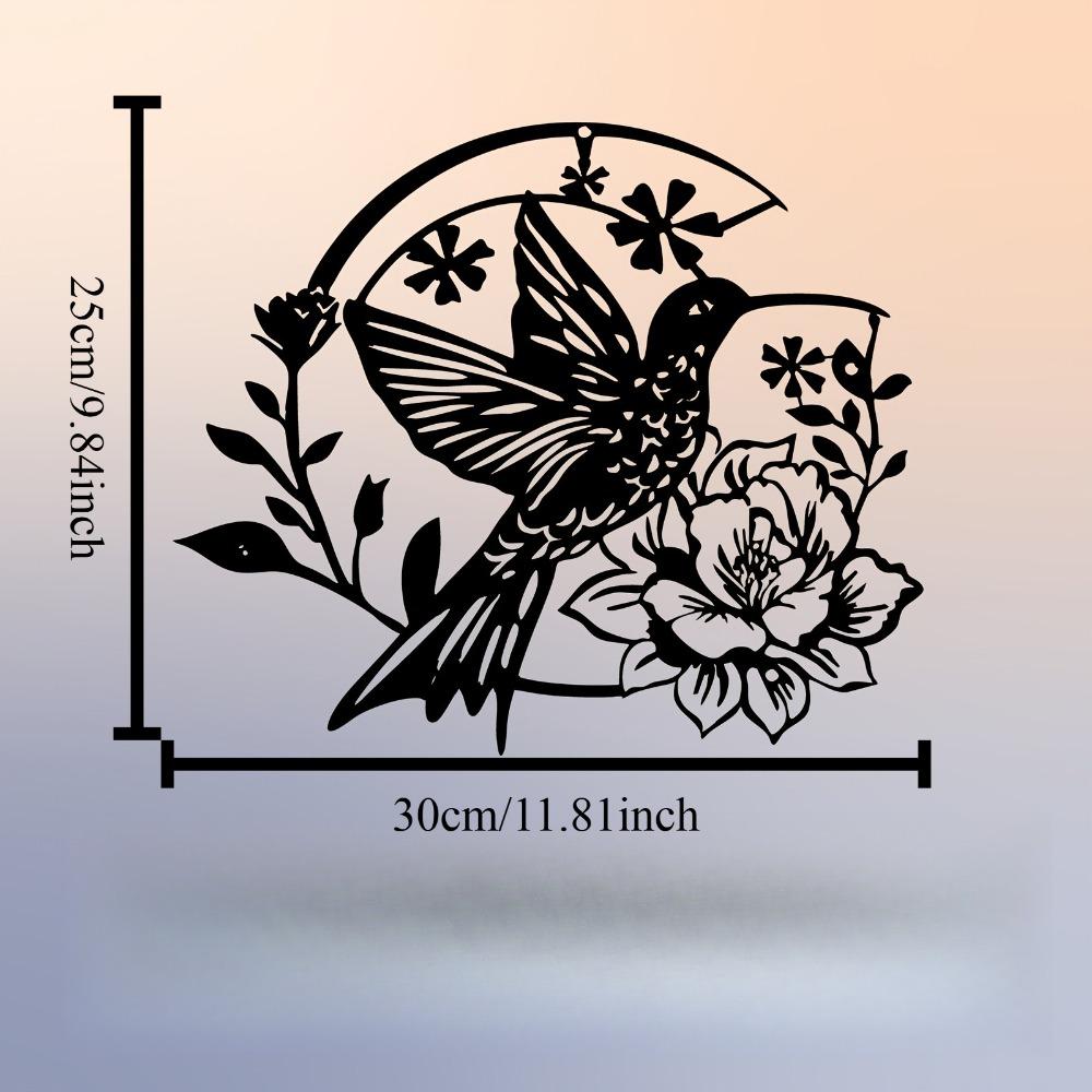 

Hummingbird Flowers Metal Wall Art Powder Coated Iron Flying Bird Bloom Sculpture for Nature Lovers Living Room Decor Year Round Holiday Gift Wedding 12in