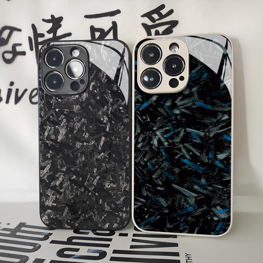 Normal Real Forged Carbon Phone Case for Iphone 16 15 14 12 11 13 Pro Max Mini X Xr Xs Se 8 Puls glass Cover