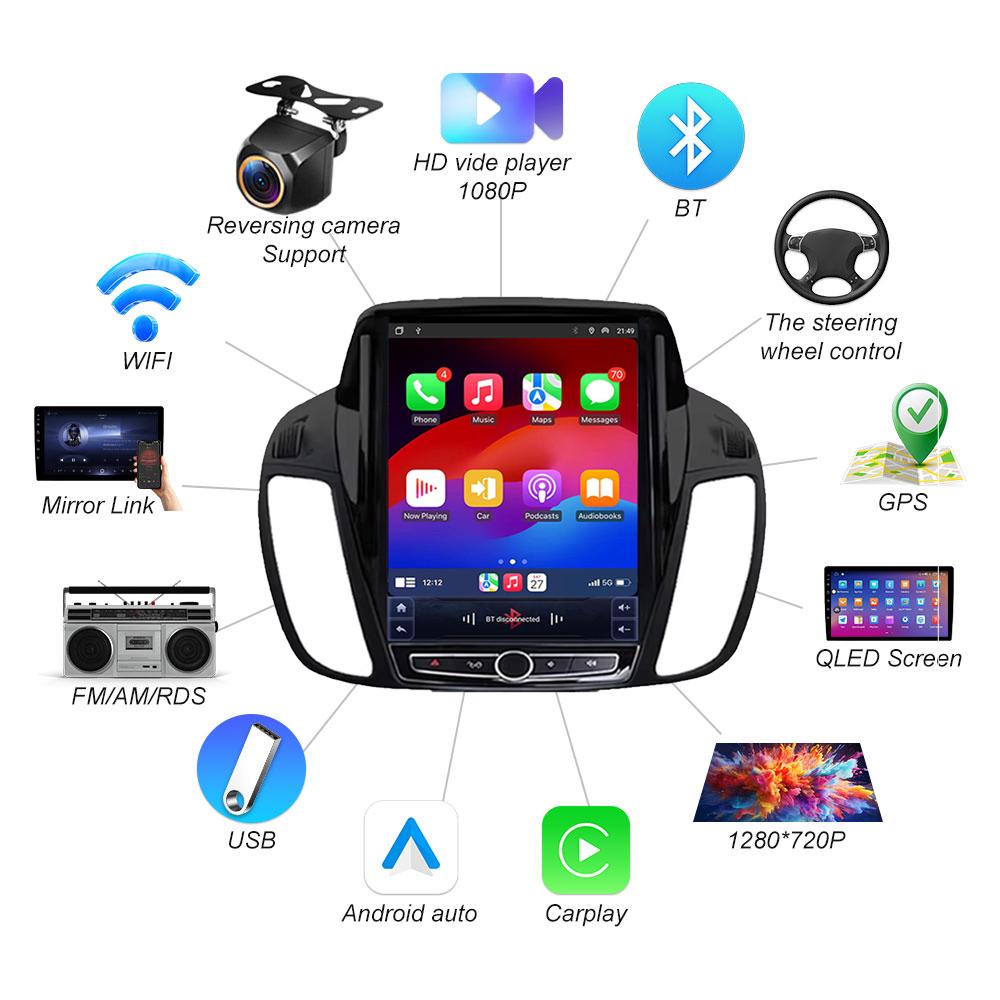 pdzh2 9.7 inch Car Android Auto For Ford KUGA C-max Escape 2013 - 2015 Multimedia Player Stereo GPS Navigation Head Unit Touch Screen