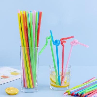 100PCS Multicolor Kunststoff Strohhalme Küche Getränke Einweg Trinken Stroh Cocktail Hochzeit Party Zubehör
