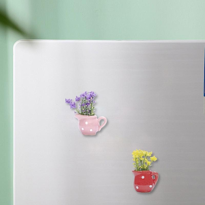 8 Piezas Miniaturas Resinas Imánes de Jarrón Para Nevera Decoraciones de Oficina Magnético 3D Jarrones de Brotes Maceta Adornos de Refrigerador