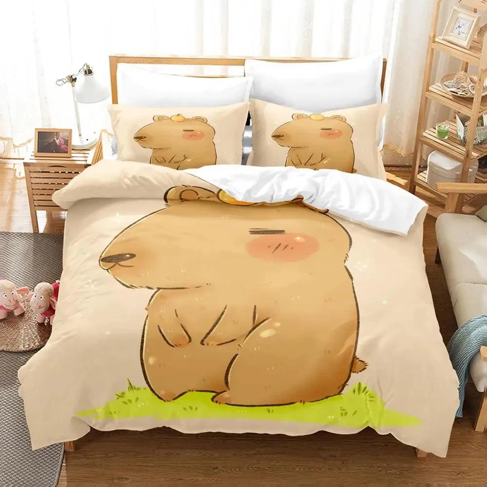 Capybaras Single Double Queen King Size Bedding Set Boys Bedroom Duvet Cover 3D Print Anime Bed Sheet Set Duvet Cover Bed Set
