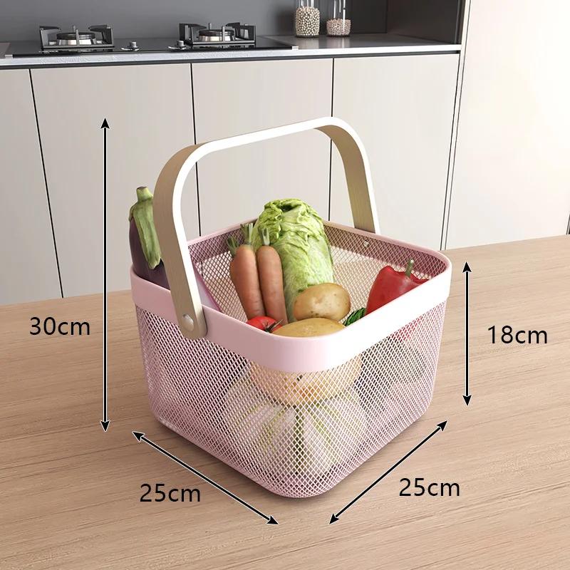 Metal Mesh Basket Multi-functional Hanging Durable Anti Corrosion Bread Fruit Food Organizer Bathroom Organizer Kitchen Baskets