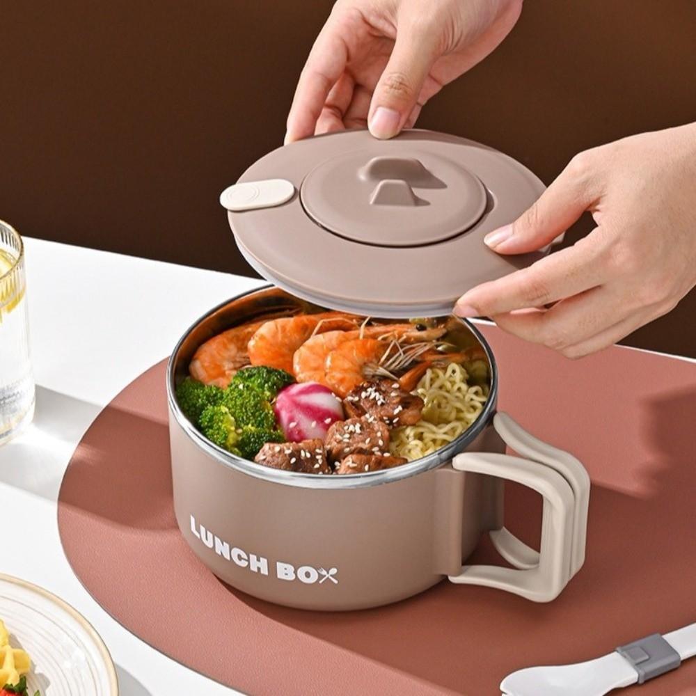 With Handle Noodles Ramen Bowl With Lid Fruit Salad Rice Soup Bowl Lunch Box  Kitchen Accessories