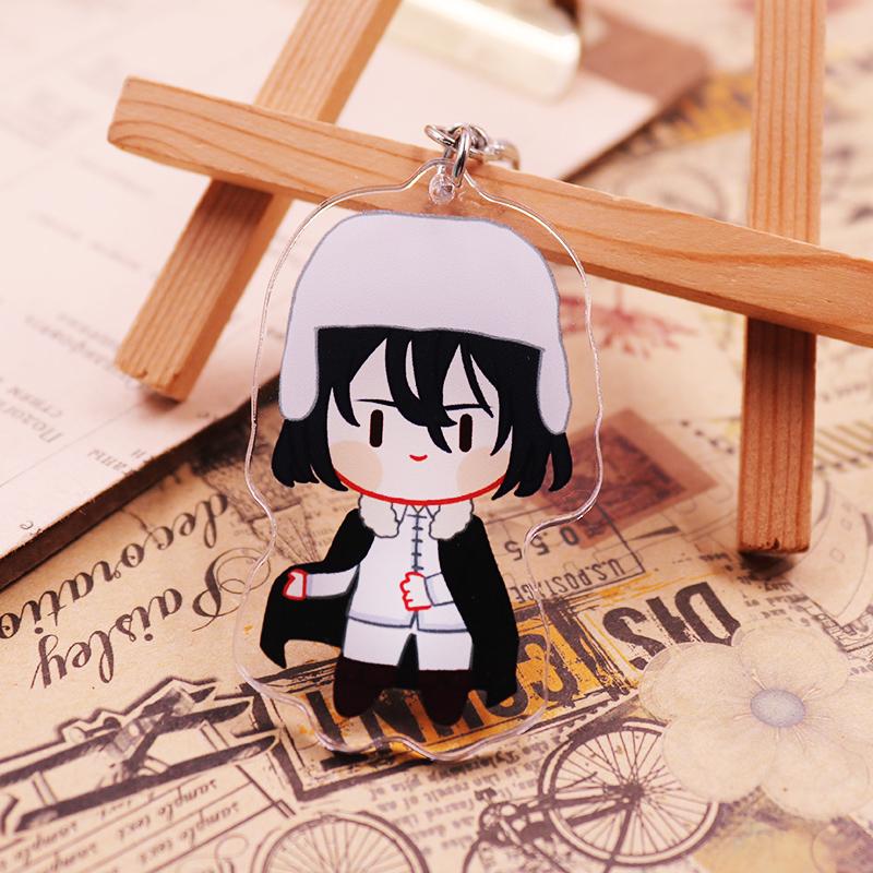 Action Bungo Stray Dogs Keychain Playthings Q Version Nakajima Atsushi Yosano Akiko Kunikida Doppo Mori Ogai Plastic Key Ring Present Toy