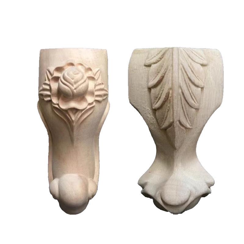 European Solid Wood Carved Table Legs - Rose & French Leaf Design
