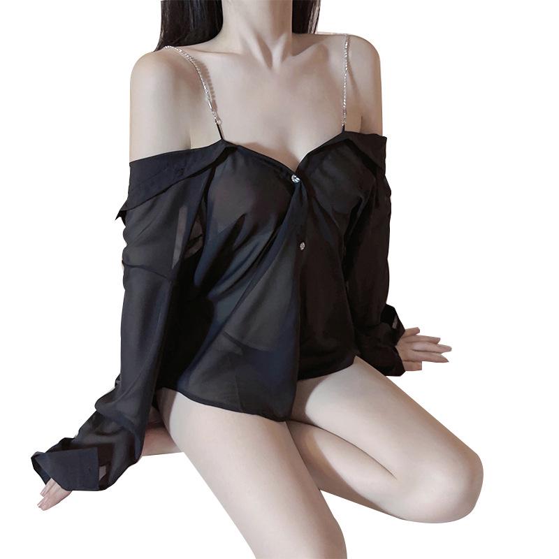 Women's Erotic Lingerie: Sexy Spring Pajama Shirt - Pure Desire Temptation