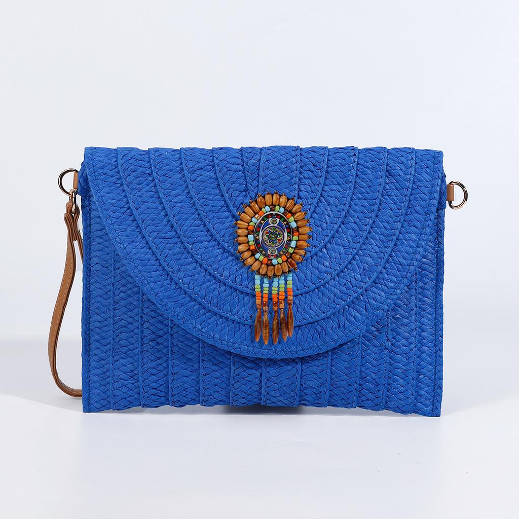 Neue Stroh Große Kapazität Clutch Umhängetasche Einzigartiges Umschlag Quasten Design Premium Handtasche Damen Tasche Umhängetasche