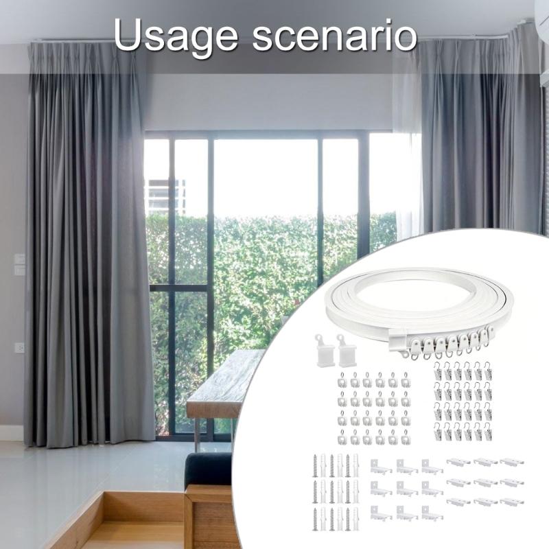 Flexible Curtain Rails 3Meter Ceiling Curtain Track with Rollers Clip Kits for Window Treatments In Homes and Offices