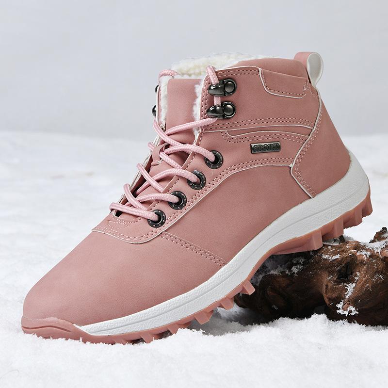 Fashion Winter Men's Boots Fashion Lace-up Platform Sneakers For Men Outdoor Thick-soled Non-slip Unisex Cotton Shoes Women's Snow Boots