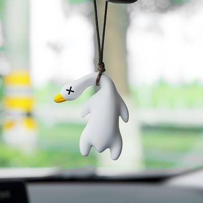 Pendentif de voiture en forme d'oie blanche rôtie, drôle de canard rôti, ornement suspendu pour voiture, produits pour voiture, accessoires d'intérieur