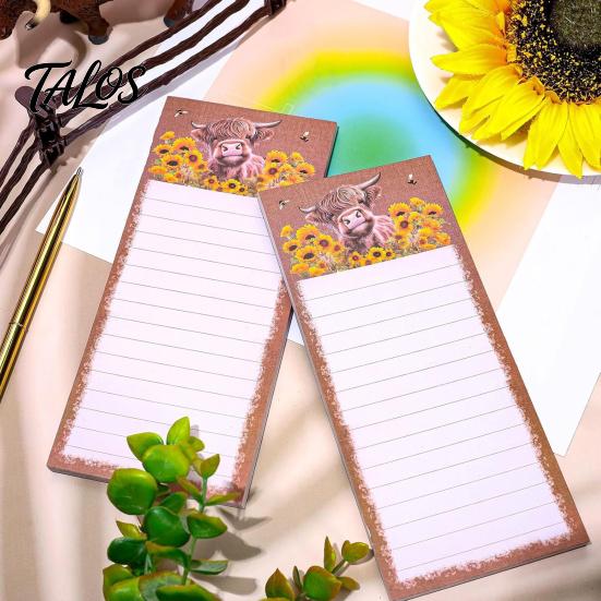 Decorative Grocery List Pad Magnetic Refrigerator Notepad, Highland Cow/Bow/Leopard Print, Shopping Cute Stationery for Home Kitchen Fridge And Metal