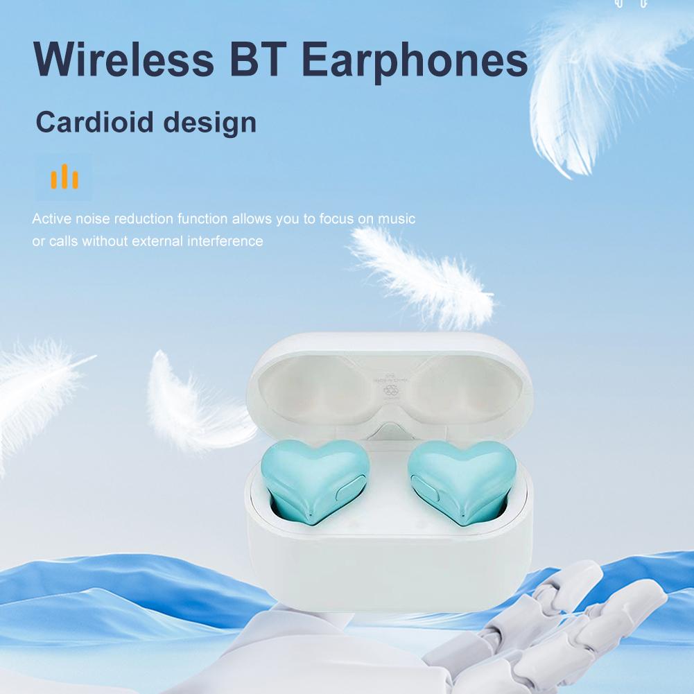 New Wireless Earphones Hi-Fi Stereo Headphones Heart-shaped Heartbuds Bluetooth-compatible In Ear Noice Cancelling Women Fashion