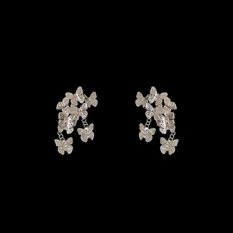 

Легкие роскошные преувеличенные золотые серьги-гвоздики с группой летающих бабочек, женские нишевые уникальные модные универсальные серьги