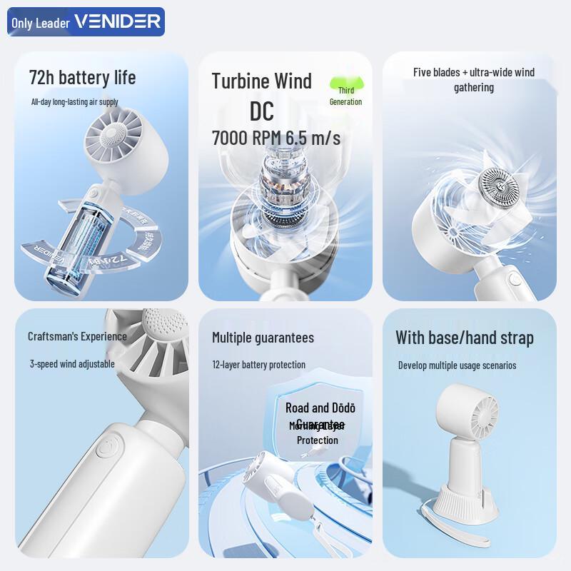 VENIDER Portable Handheld Cooling Fan
