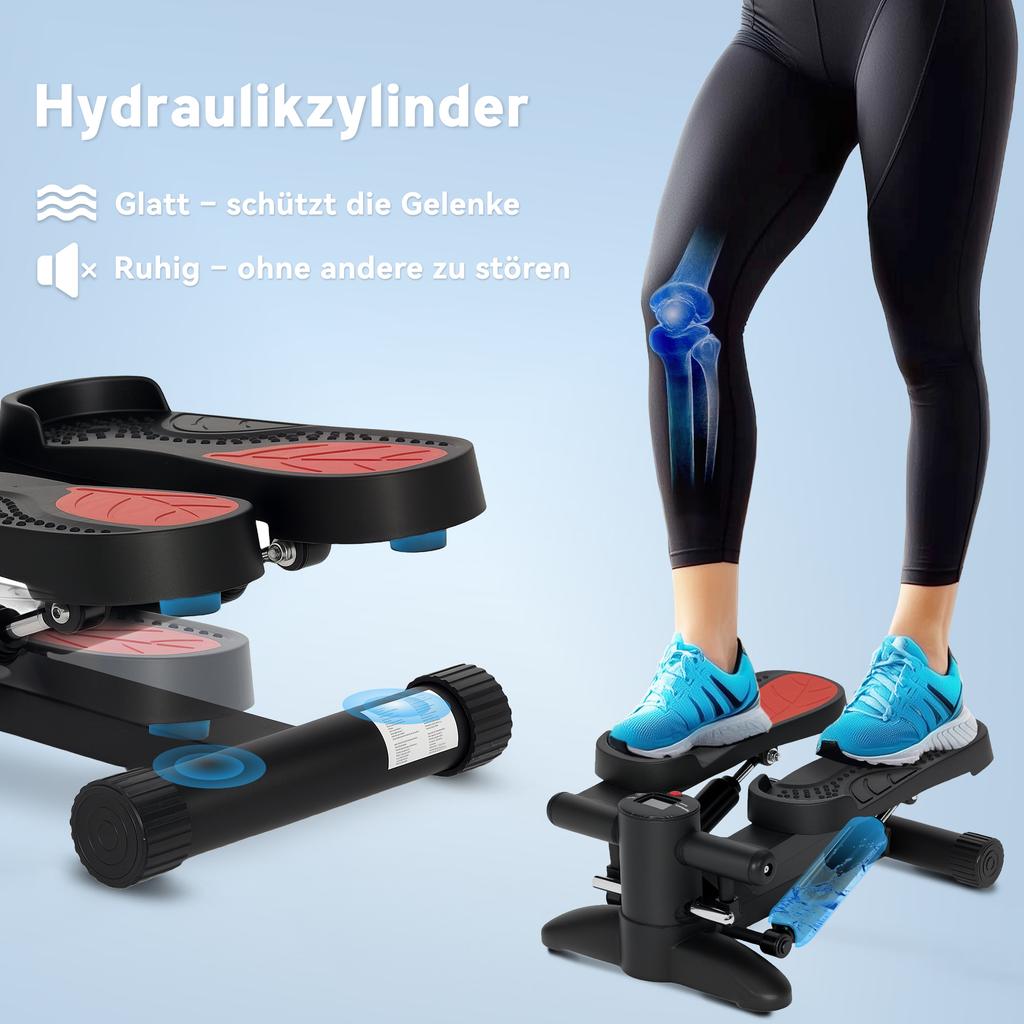 Mini Stepper, Compact Stepper Machine for Workouts, Fitness Stepper with LCD Monitor and Non-Slip Pedals, Black