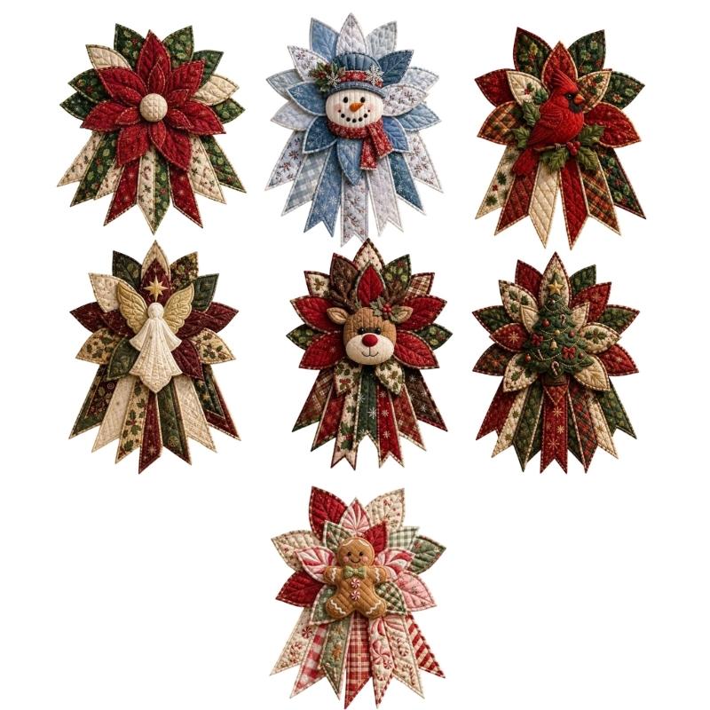 DIY Stoff-Weihnachtskranz Bastelset zum Handnähen einer strahlenden Patchwork-Dekoration für die Innen-Feiertagsdekoration