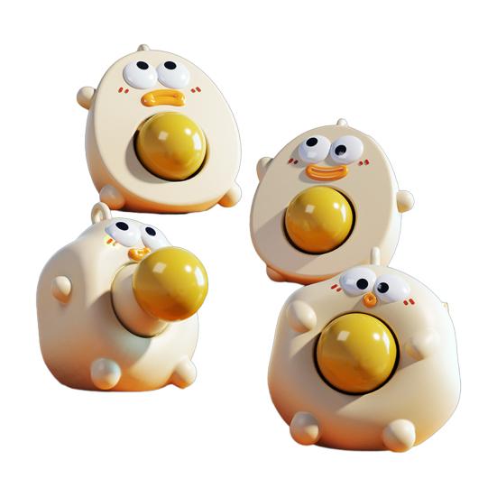 Popping Yolk Boiled Egg Toy with Lanyard Stress Relief Pop-Out Yolk Cartoon Egg Squeeze Toy Portable Decompression Fidget Sensory Toy