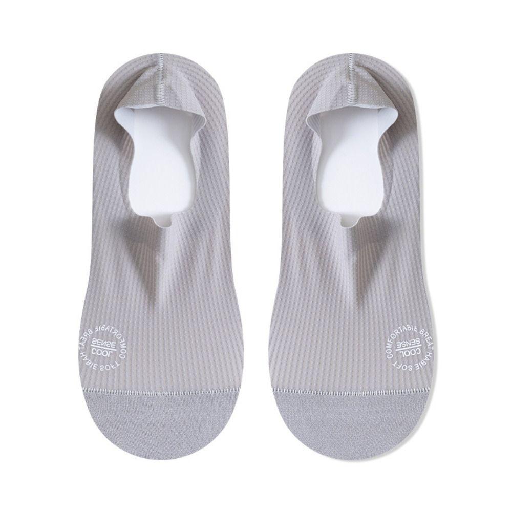 

Comfortable Non Slip Men s Socks Low Cut Cotton Sole Ice Silk Socks Breathable Mesh Thin Socks Summer серый
