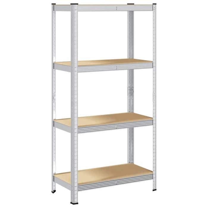 VidaXL 4-Tier Storage Rack Silver Steel and Engineered Wood, Garage Shelf, Garage Storage Shelf, 4016932