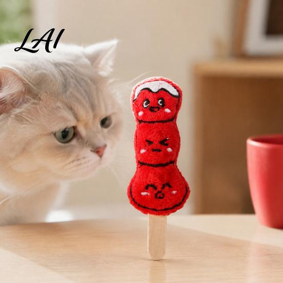 Bite Resistant Pet Plush Toy Cat Chew Toy Sugarcoated Haws Stick Design Kitten Teething Soft Toys for Kittens Stuffed Indoor Cats Biting,