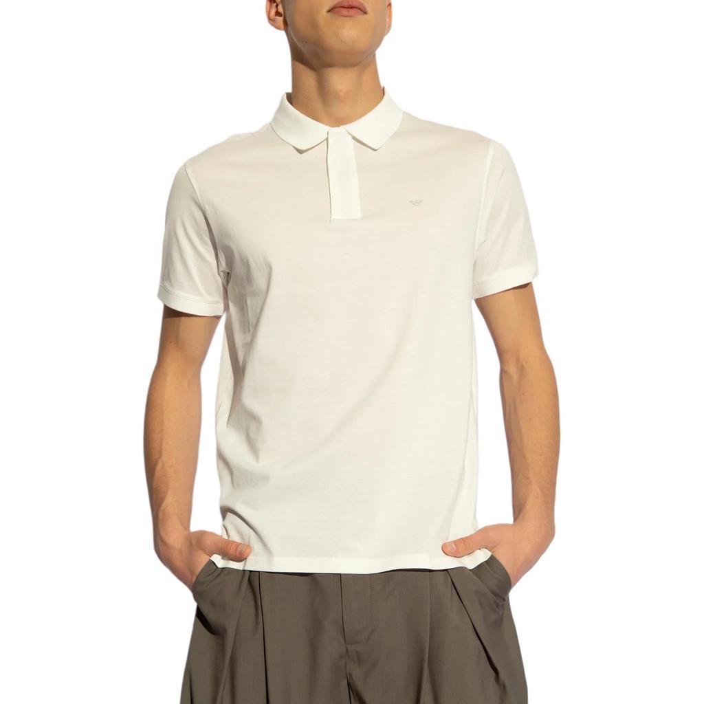 Emporio Armani Solid Color Logo Embroidered Polo Shirt Men Tops White EM000080-AF10094-U0011