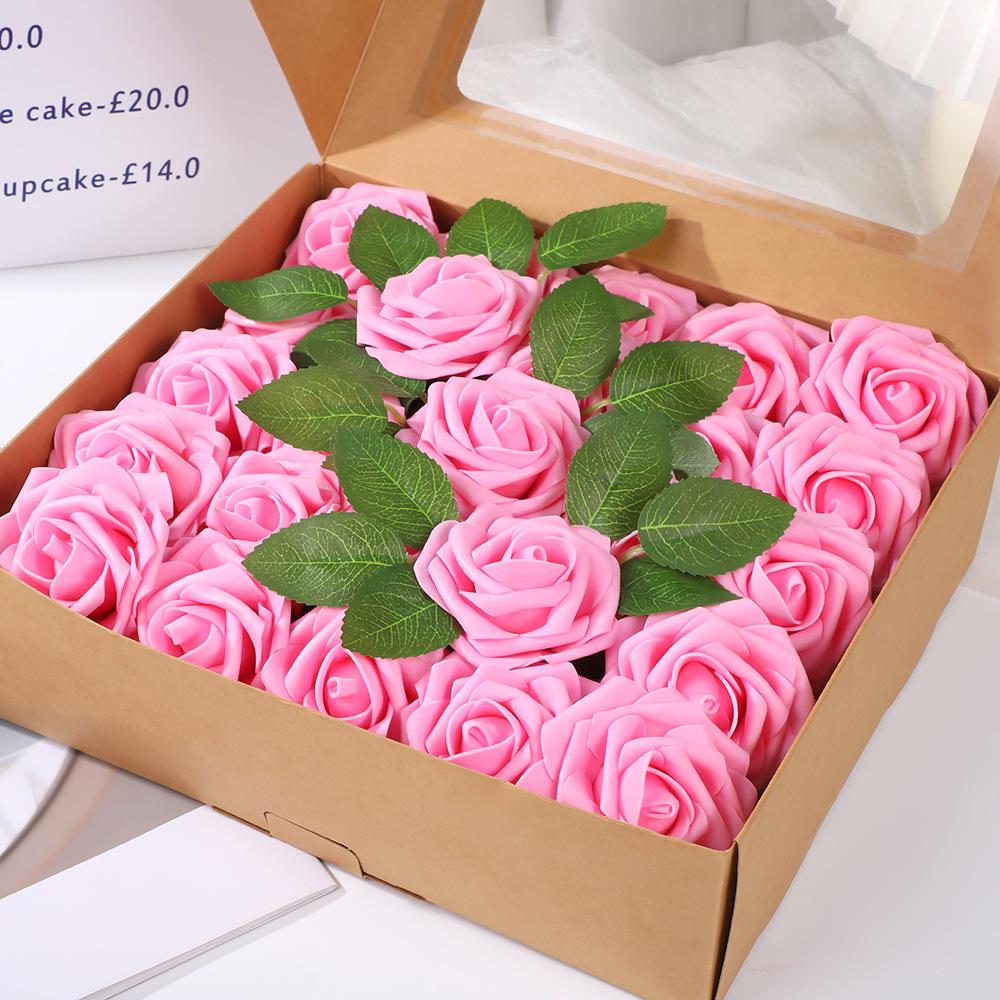 8cm Foam Rose Artificial Flower with Stem for Weddings and Valentine's Day