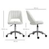 Armless Velvet-Feel Office Chair - Cream White