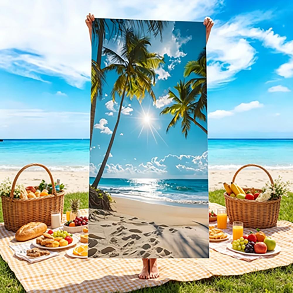 Grote Stijlvolle Tropische Palm Scène Handdoek Multi-Gebruik Bad Strandhanddoek Zacht Absorberend Sneldrogend voor Huis Hotel Spa