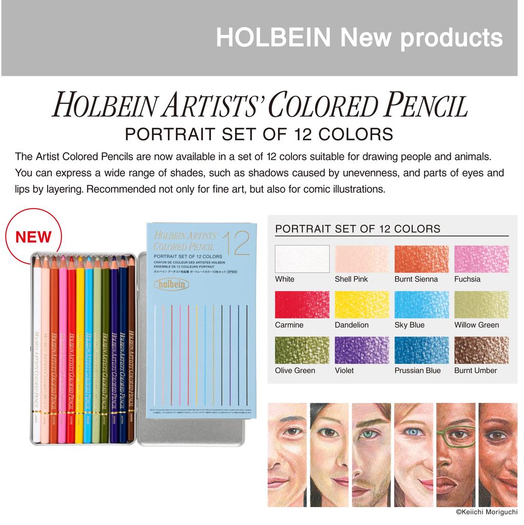 Colored Pencil Holbein Art ASTM D4236 Compliant Made in Japan NEW Artist Colored Pencil Tin Box Painting Portrait Color 12 Color Set Colored PORTRAIT