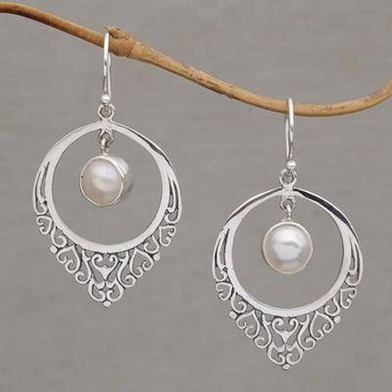 

2023 Tassel Ethnic Style Hollow-Out Retro Women s Earrings серебряный
