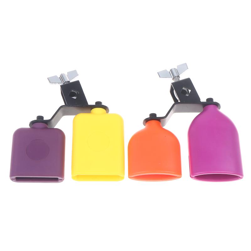 Double Sambago Bell Latin Music Yellow Purple Cowbell High Low Sound Knocker Drum Percussion Instrument Part Accessories