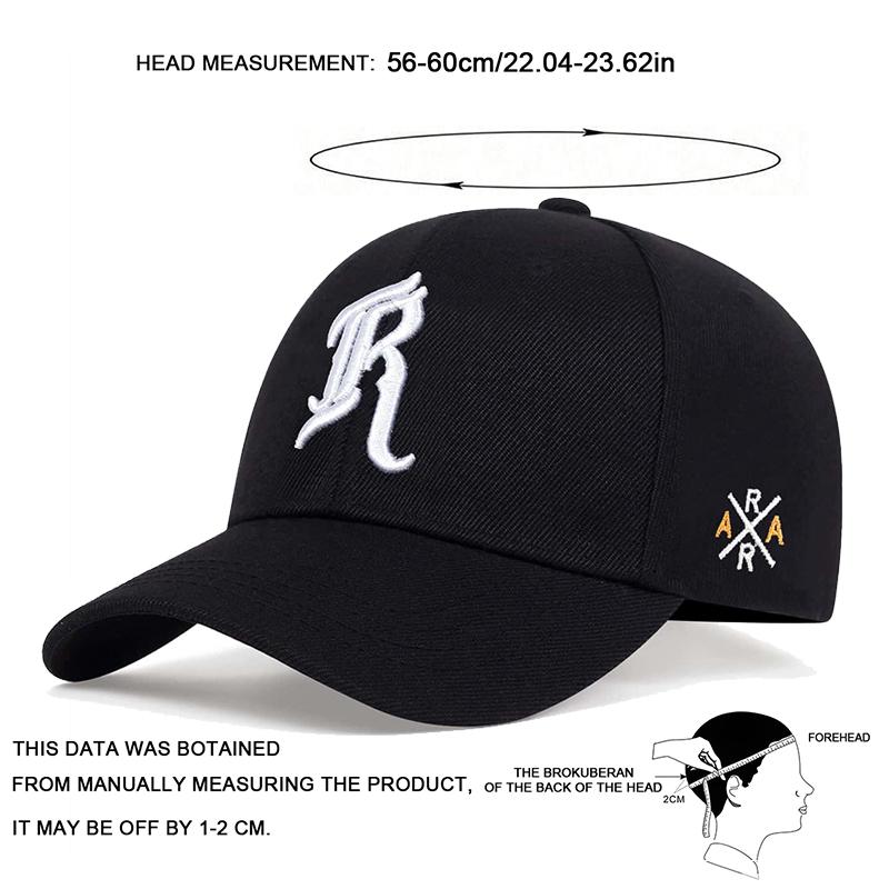 1Piece Unisex R Letter Embroidery Stitched Stitching Baseball Cap Outdoor Adjustable Sunscreen Leisure Hat Spring Autumn Travel Tourism Vacation
