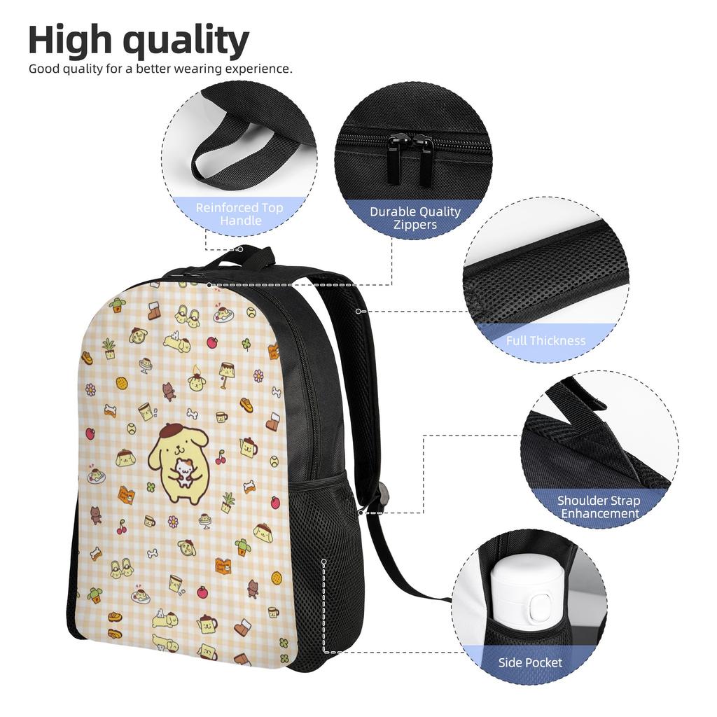 P-Pompompurines Laptop Backpack Men Women Basic Bookbag for School College Students Dog Cartoon Bags