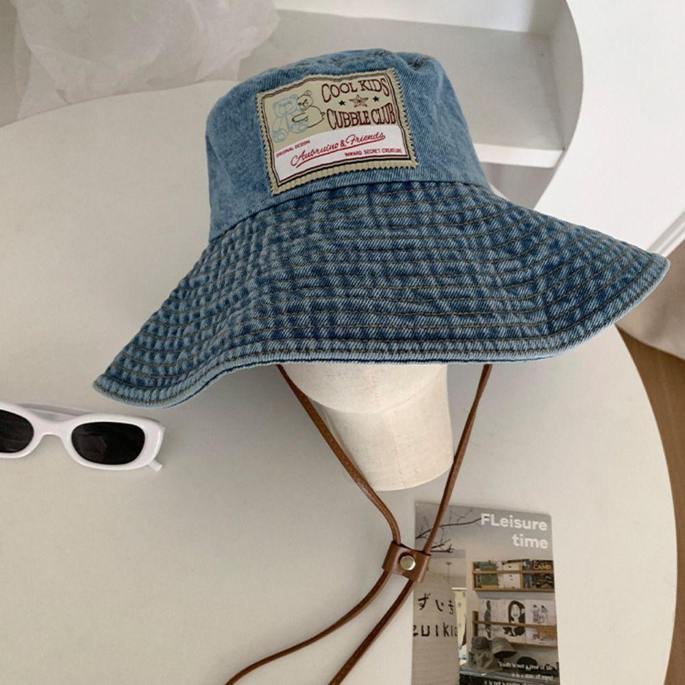 Wide Wings Denim Bucket Hat Big Brimmed Sunscreen Hat Casual Jeans Fisherman Hat  Women