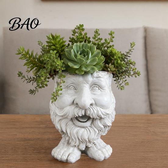 Personalized Plant Holder Face Flower Pot, Head Planter Funny Shape Outdoor Flowerpot Statue, Cute Resin for Indoor Plants Garden Decorations Porch