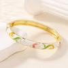 Open Chinese Cloisonne Bracelet Traditional Cheongsam Bracelet Classic Lotus Flower Bangle  Daily
