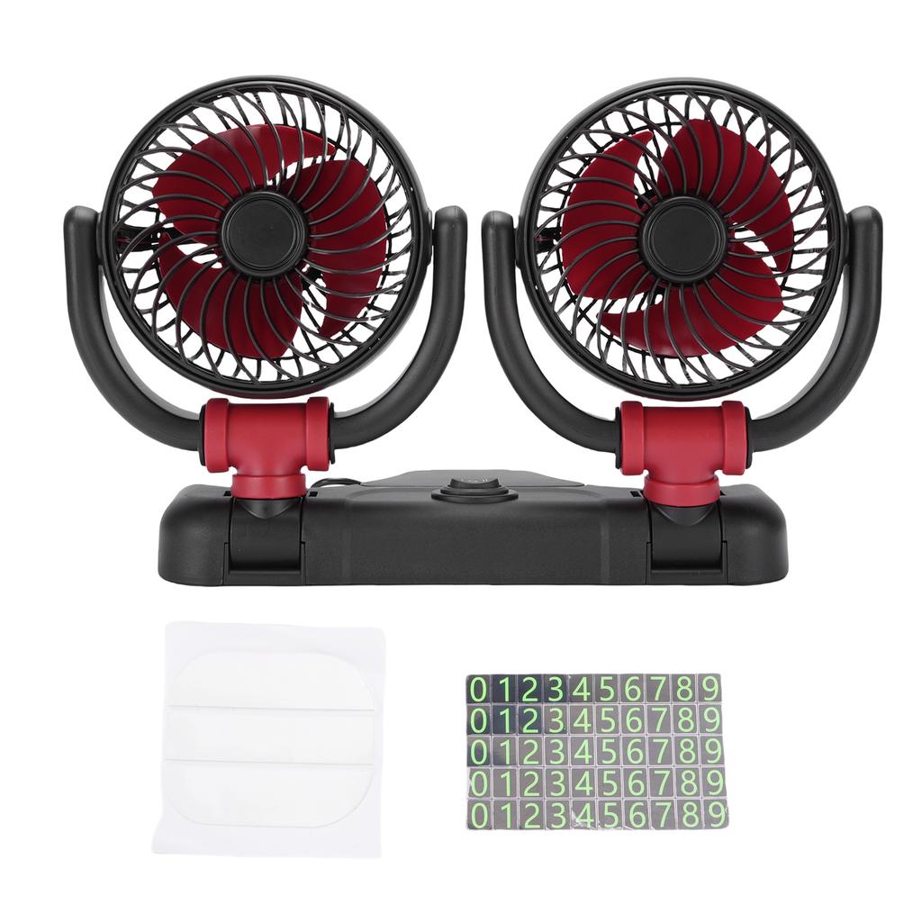 Autoventilatoren 2 Geschwindigkeiten einstellbar Leise Tragbare Kühlung Doppelkopf Drehbar Fahrzeug Elektrischer Ventilator für