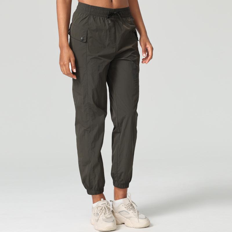 Convertible Women's Lightweight Windproof Yoga Jogger Pants with Drawstring for Hiking and Casual Wear